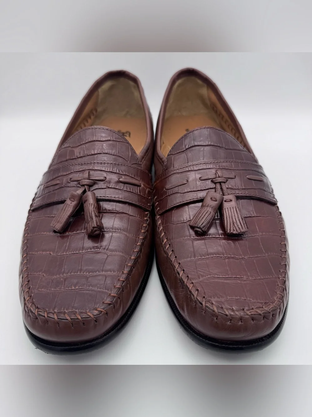 Florsheim Pisa Croc-Print Tassel Loafers – Brown – Mens Size 12 EEE (Extra Wide)